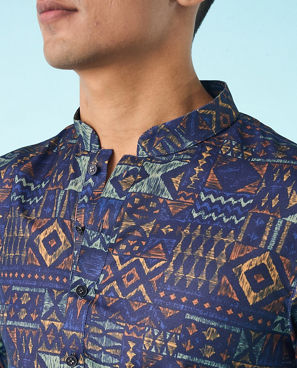 Diwas Men Dark Blue Regal Kurta