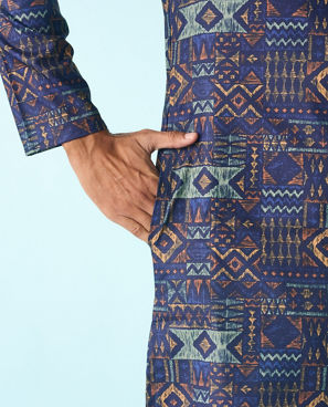 Diwas Men Dark Blue Regal Kurta