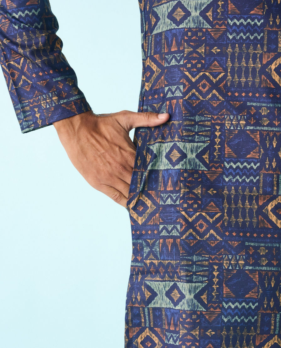 Diwas Men Dark Blue Regal Kurta