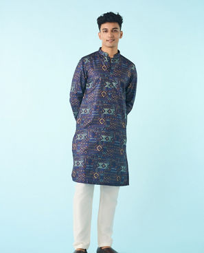 Diwas Men Dark Blue Regal Kurta