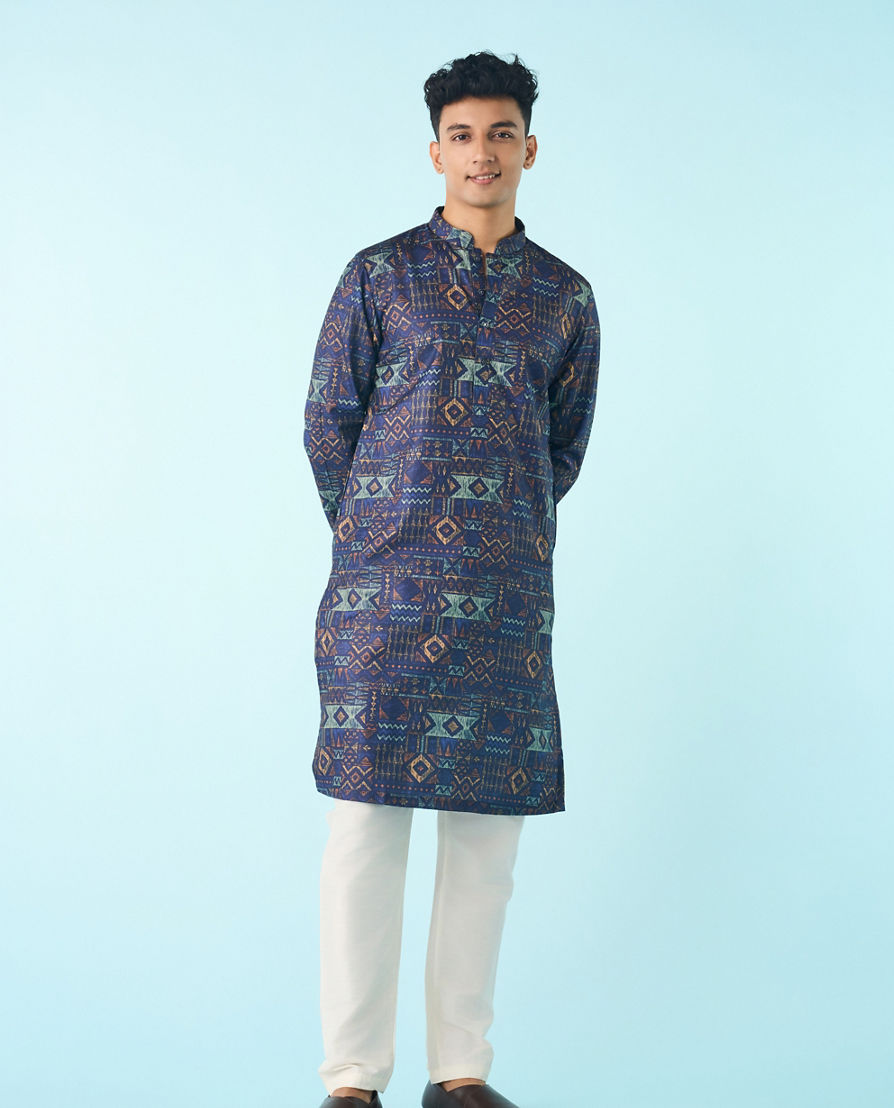 Diwas Men Dark Blue Regal Kurta