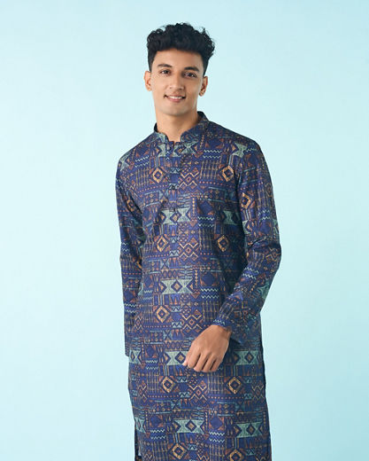 Diwas Men Dark Blue Regal Kurta