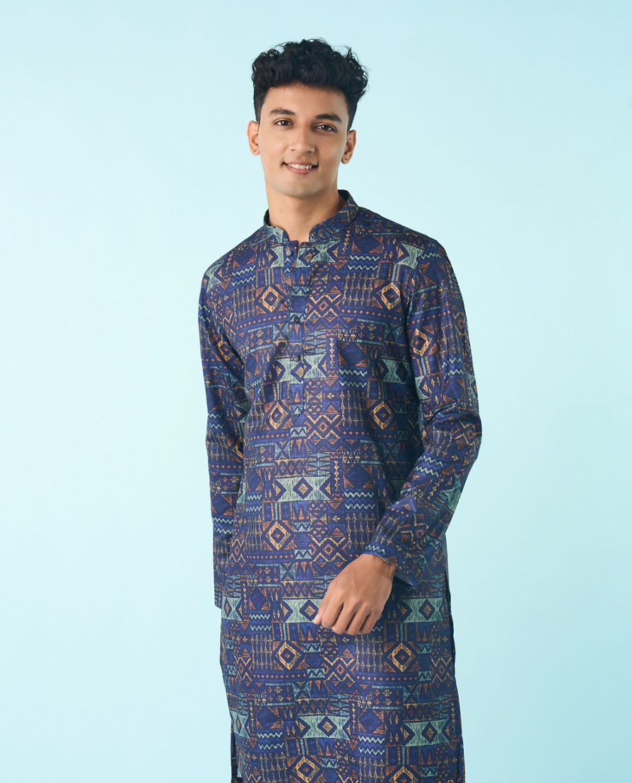 Diwas Men Dark Blue Regal Kurta