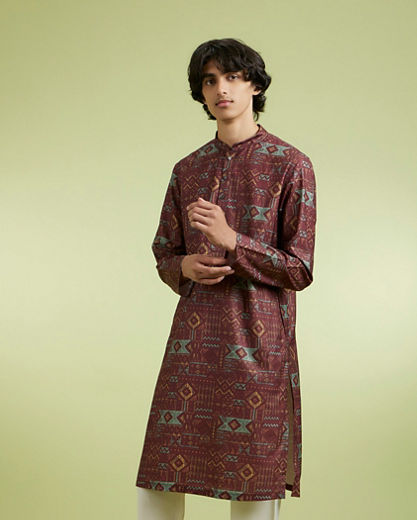 Diwas Men Exotic Brown Blend Cotton Kurta