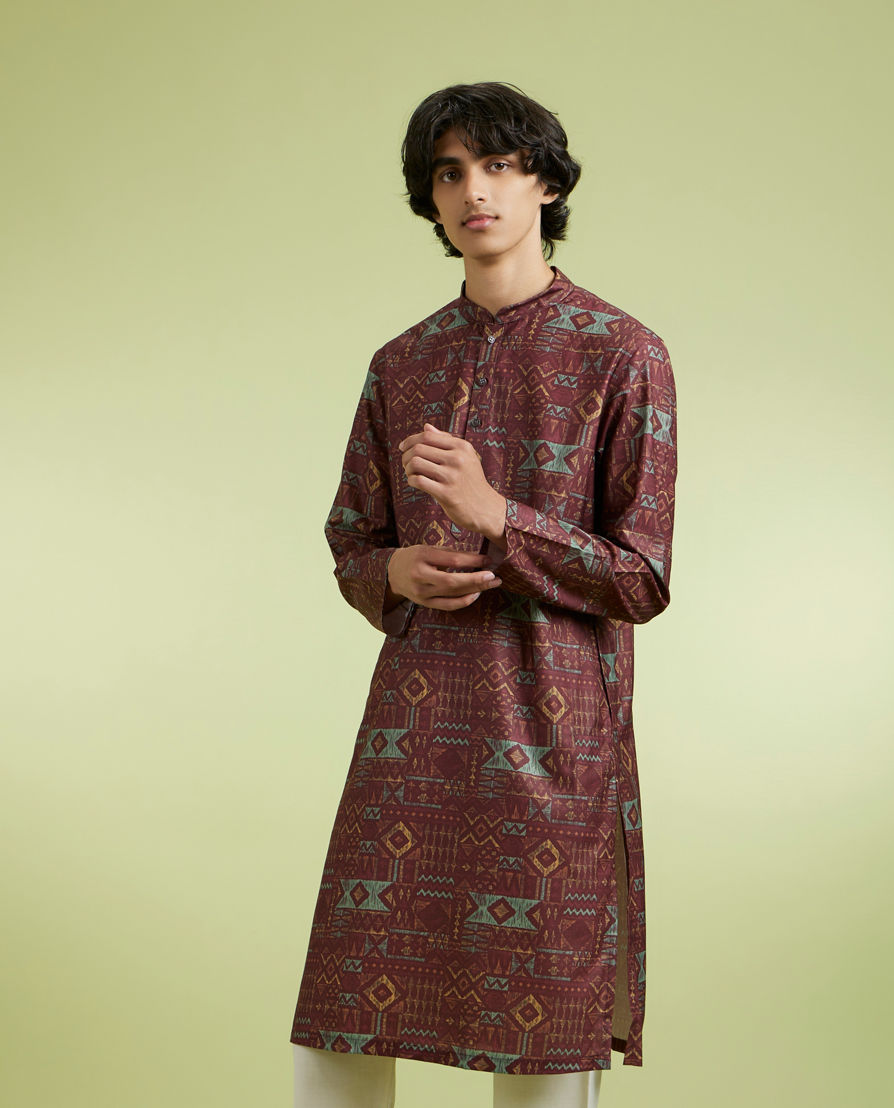 Diwas Men Exotic Brown Blend Cotton Kurta