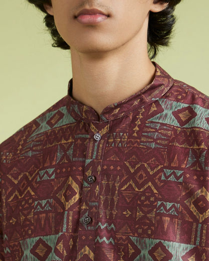 Diwas Men Exotic Brown Blend Cotton Kurta