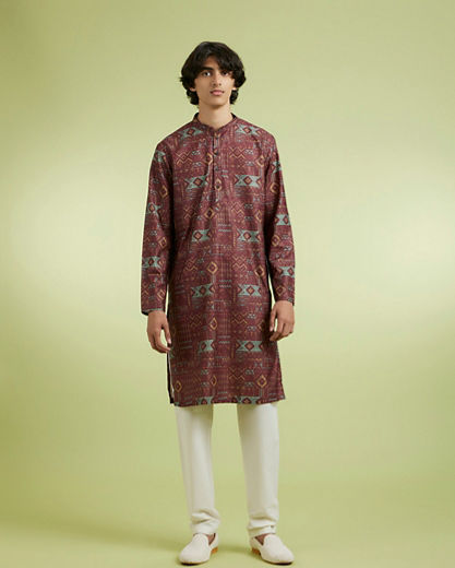 Diwas Men Exotic Brown Blend Cotton Kurta