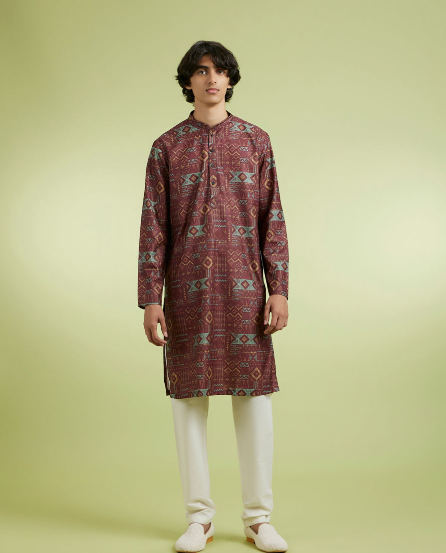 Diwas Men Exotic Brown Blend Cotton Kurta