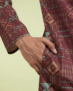 Diwas Men Exotic Brown Blend Cotton Kurta