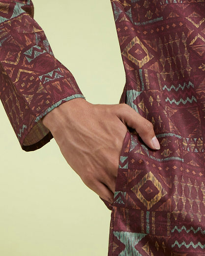 Diwas Men Exotic Brown Blend Cotton Kurta