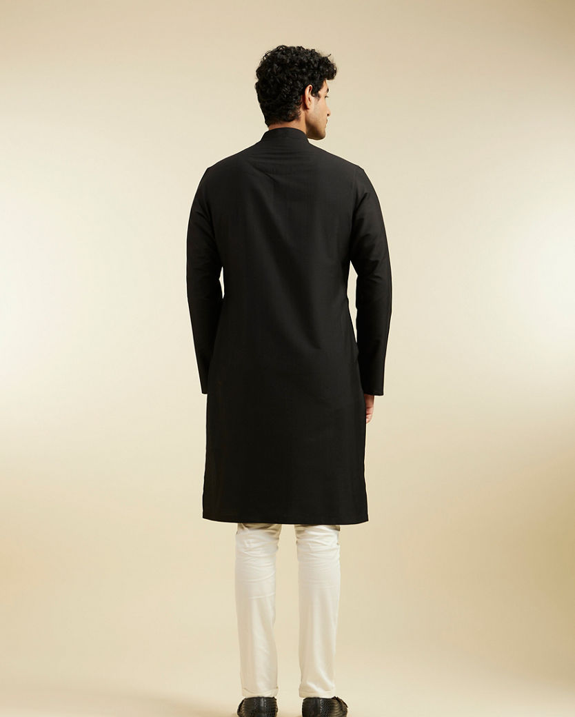 Diwas Men Midnight Black Plain Classic Kurta