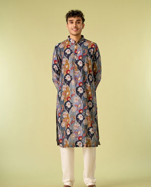 Diwas Men Elegance Enrich Grey Kurta