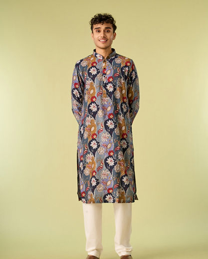 Diwas Men Elegance Enrich Grey Kurta