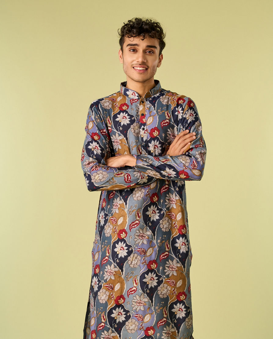 Diwas Men Elegance Enrich Grey Kurta