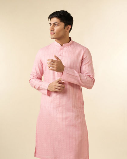 Diwas Men Pink Cotton Kurta