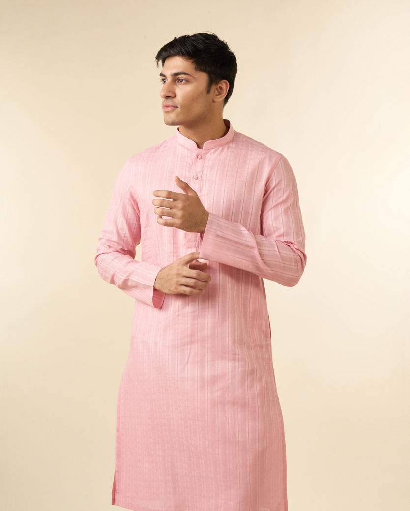 Diwas Men Pink Cotton Kurta