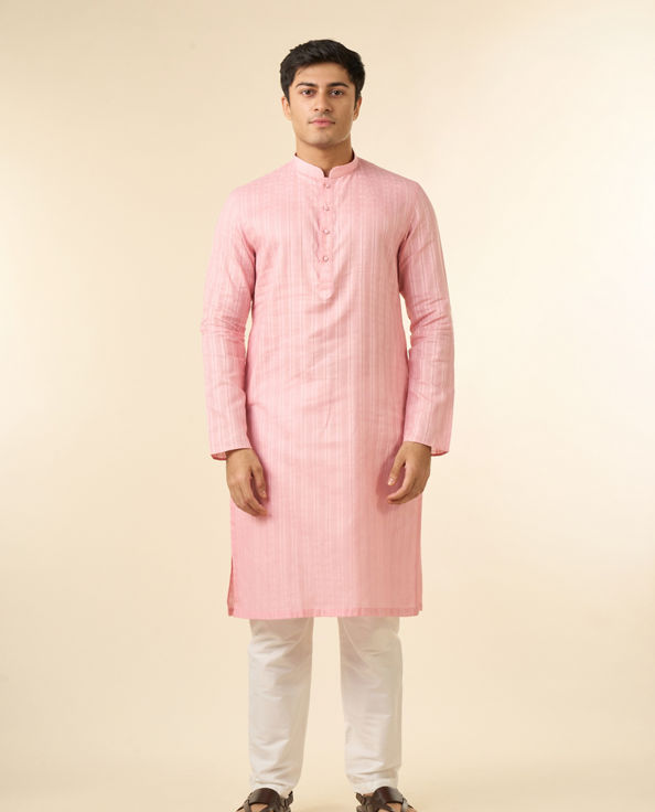 Diwas Men Pink Cotton Kurta