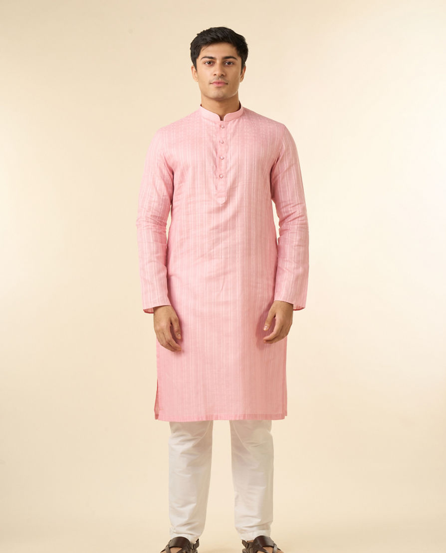 Diwas Men Pink Cotton Kurta