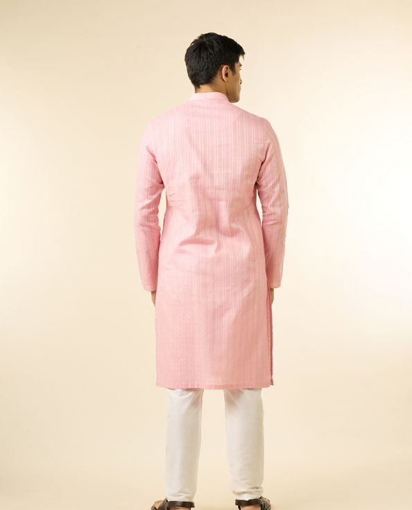Diwas Men Pink Cotton Kurta