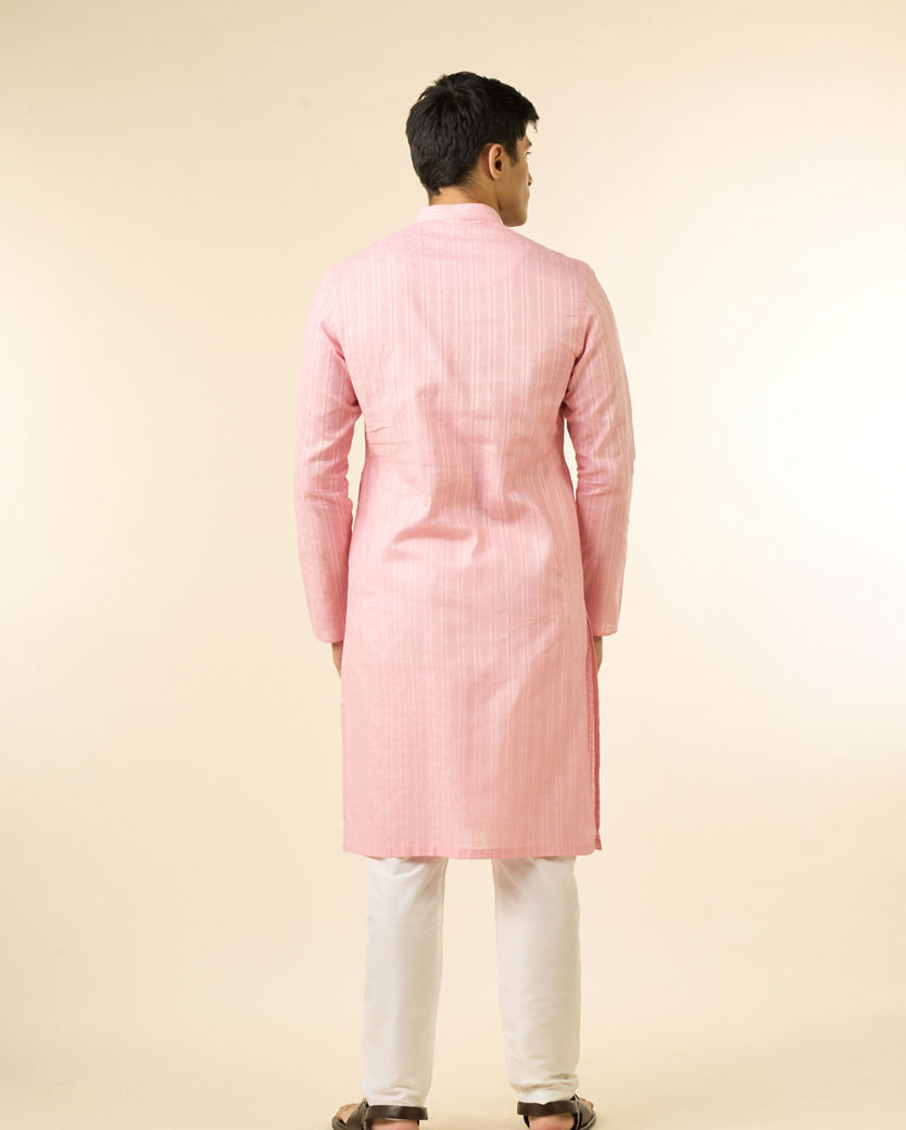 Diwas Men Pink Cotton Kurta