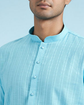 Diwas Men Light Blue Cotton Kurta