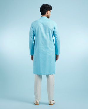 Diwas Men Light Blue Cotton Kurta