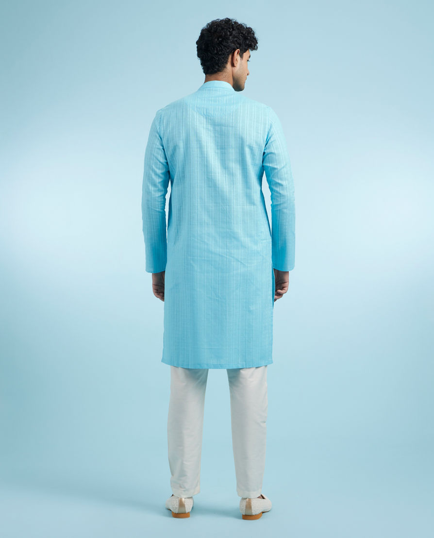 Diwas Men Light Blue Cotton Kurta