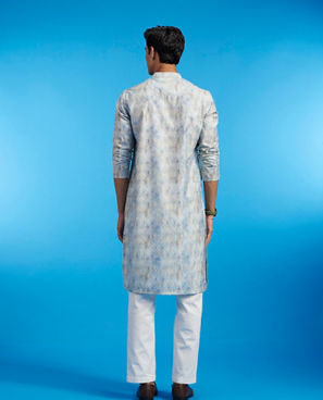 Diwas Men Pista Green Ogee Printed Kurta