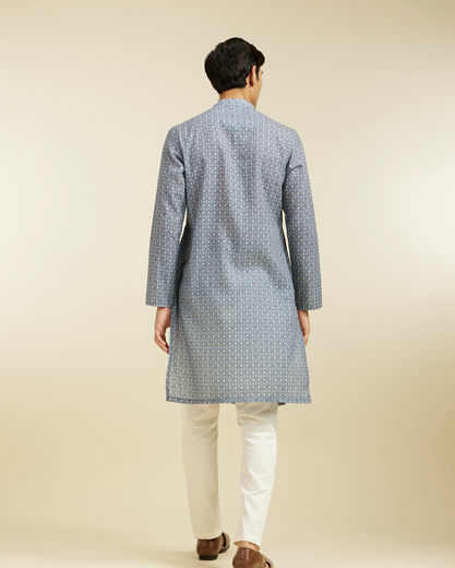 Diwas Men Oxford Blue Jaal Patterned Kurta