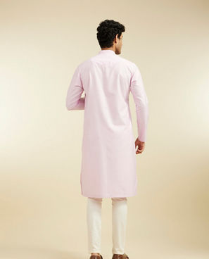 Diwas Men Bubblegum Pink Self Striped Kurta