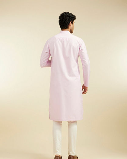 Diwas Men Bubblegum Pink Self Striped Kurta