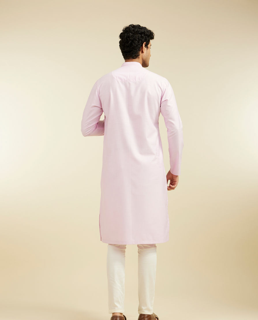 Diwas Men Bubblegum Pink Self Striped Kurta