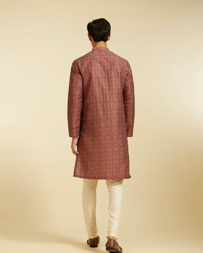 Diwas Men Mocha Brown Chevron Printed Kurta
