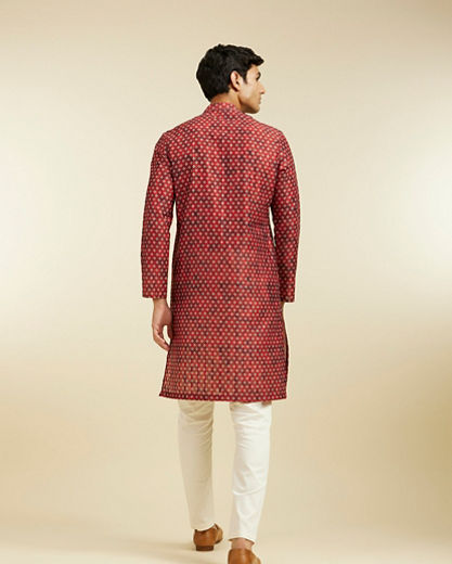 Diwas Men Rust Red Bandhani Printed Angrakha Style Kurta