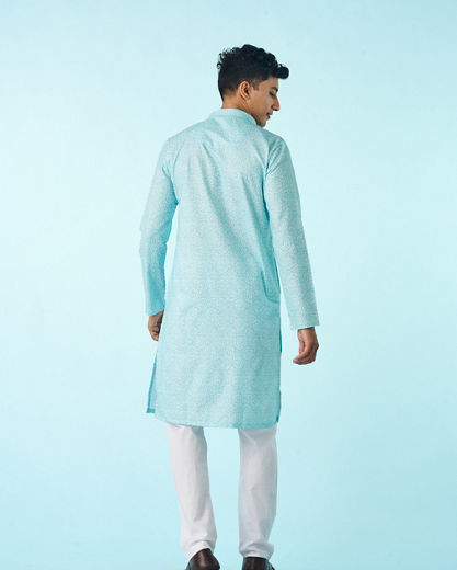 Diwas Men Vibrant Aqua Green Kurta