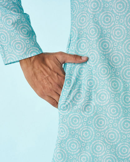 Diwas Men Vibrant Aqua Green Kurta