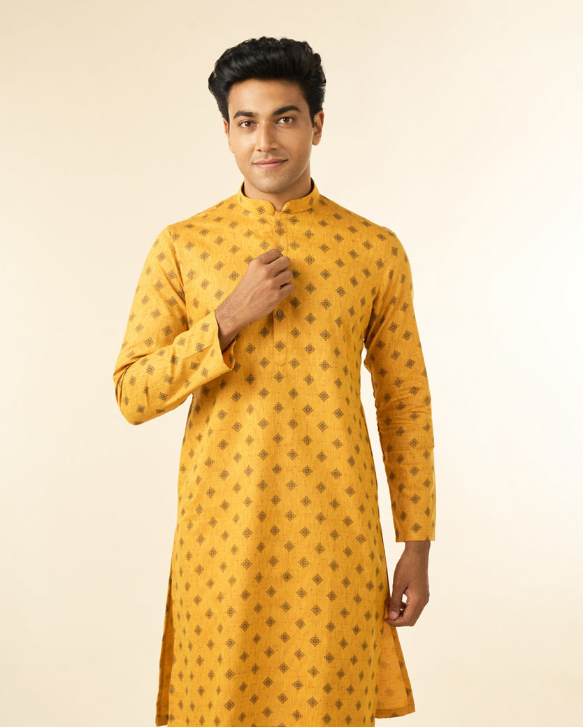 Diwas Men Radiant Mustard Kurta Set