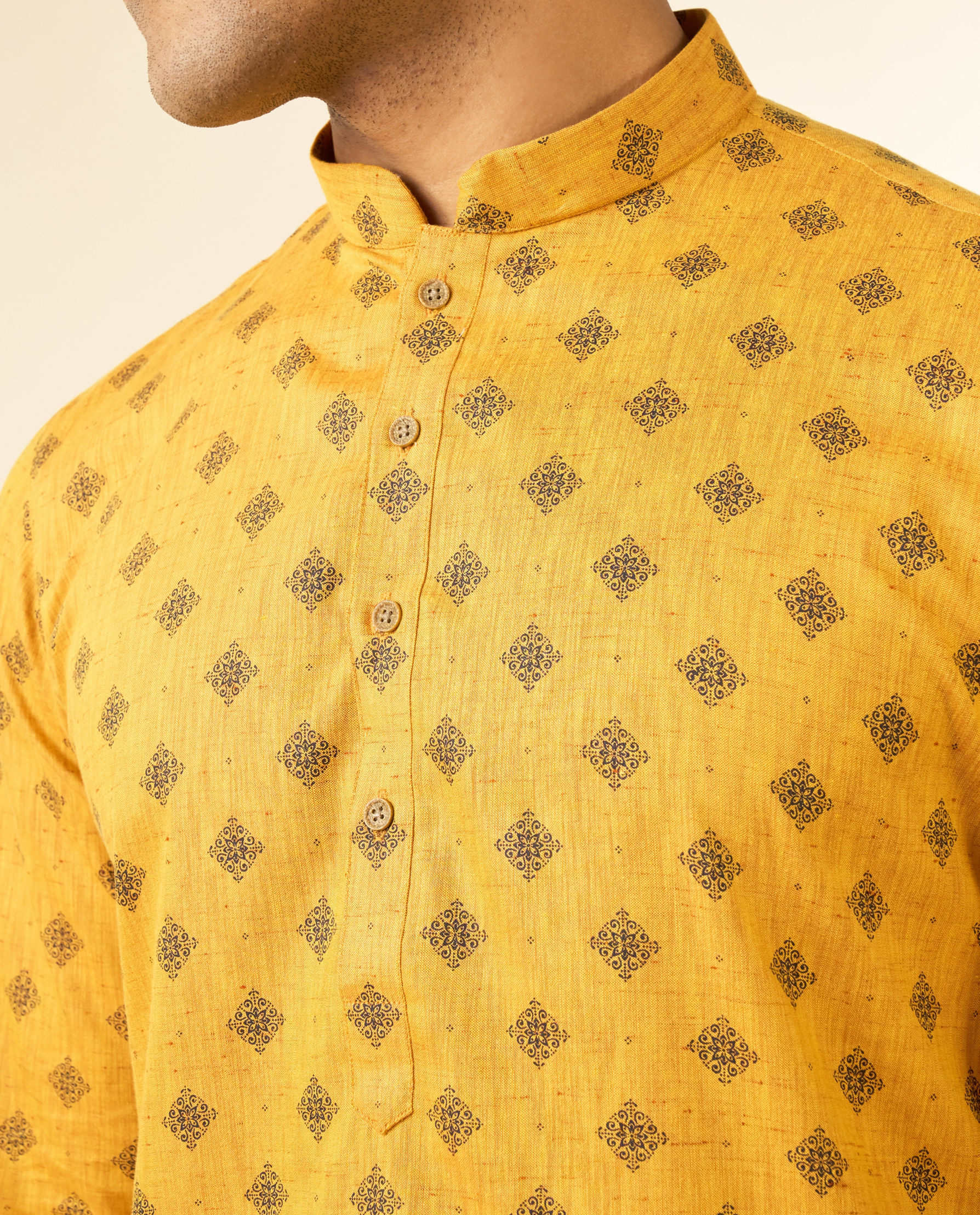 Diwas Men Radiant Mustard Kurta Set