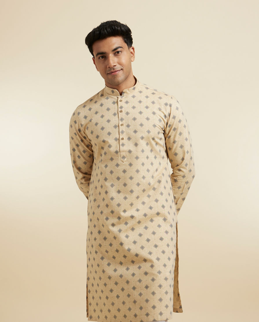 Diwas Men Fawn Festive Kurta
