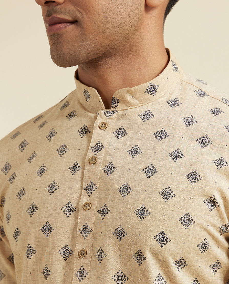 Diwas Men Fawn Festive Kurta