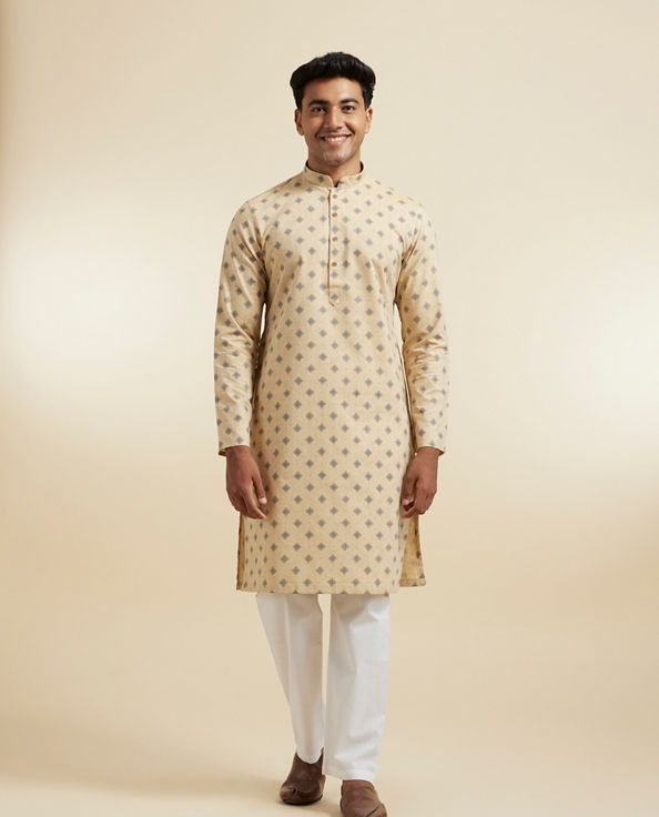 Diwas Men Fawn Festive Kurta