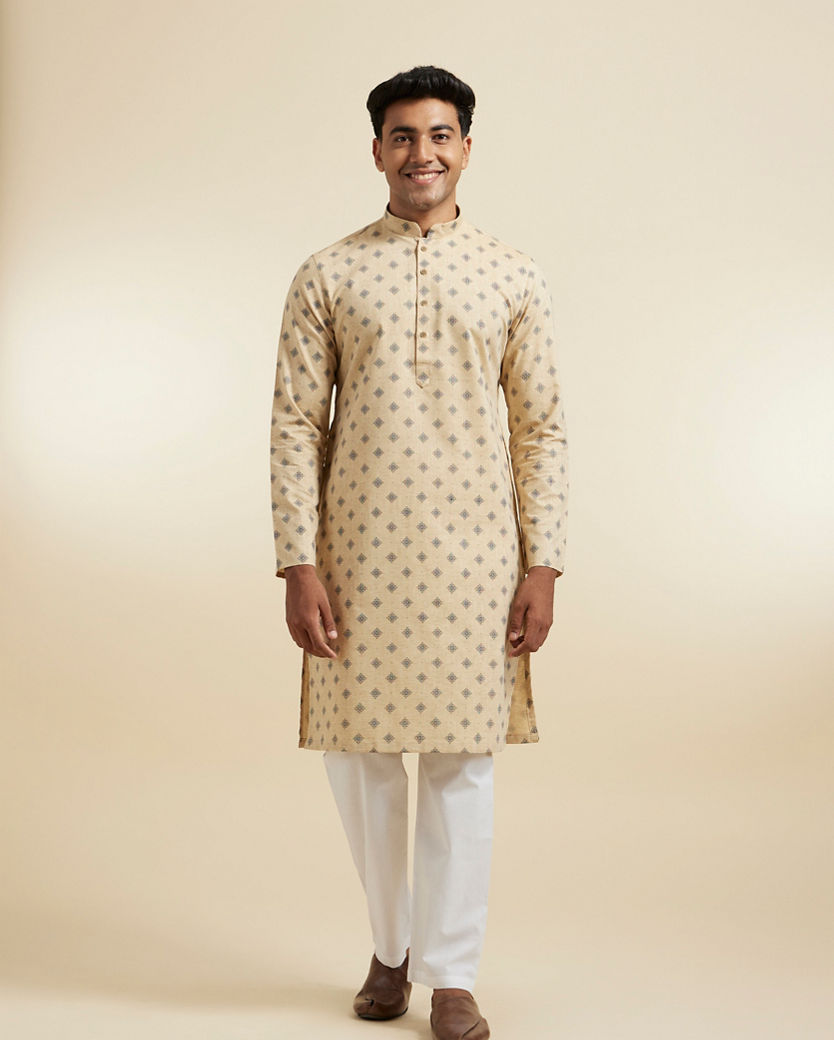 Diwas Men Fawn Festive Kurta