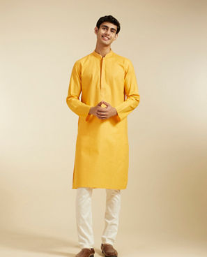 Diwas Men Mustard Cotton Kurta