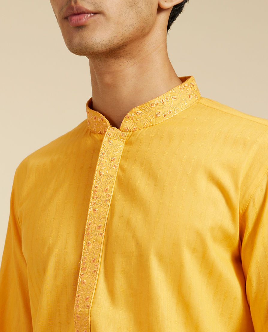 Diwas Men Mustard Cotton Kurta