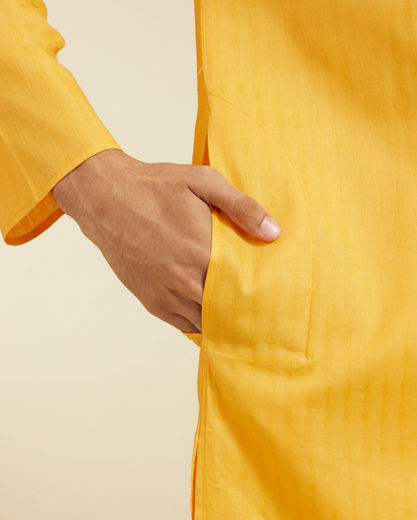Diwas Men Mustard Cotton Kurta