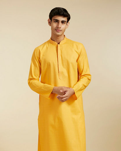 Diwas Men Mustard Cotton Kurta