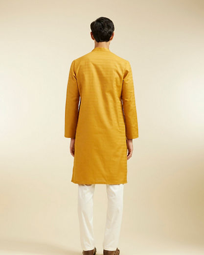 Diwas Men Mustard Yellow Lattice Patterned Kurta