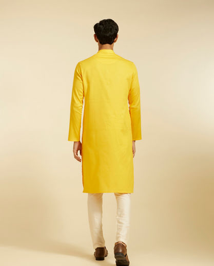 Diwas Men Mustard Yellow Self Textured Kurta