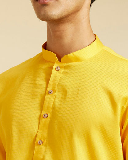 Diwas Men Mustard Yellow Self Textured Kurta