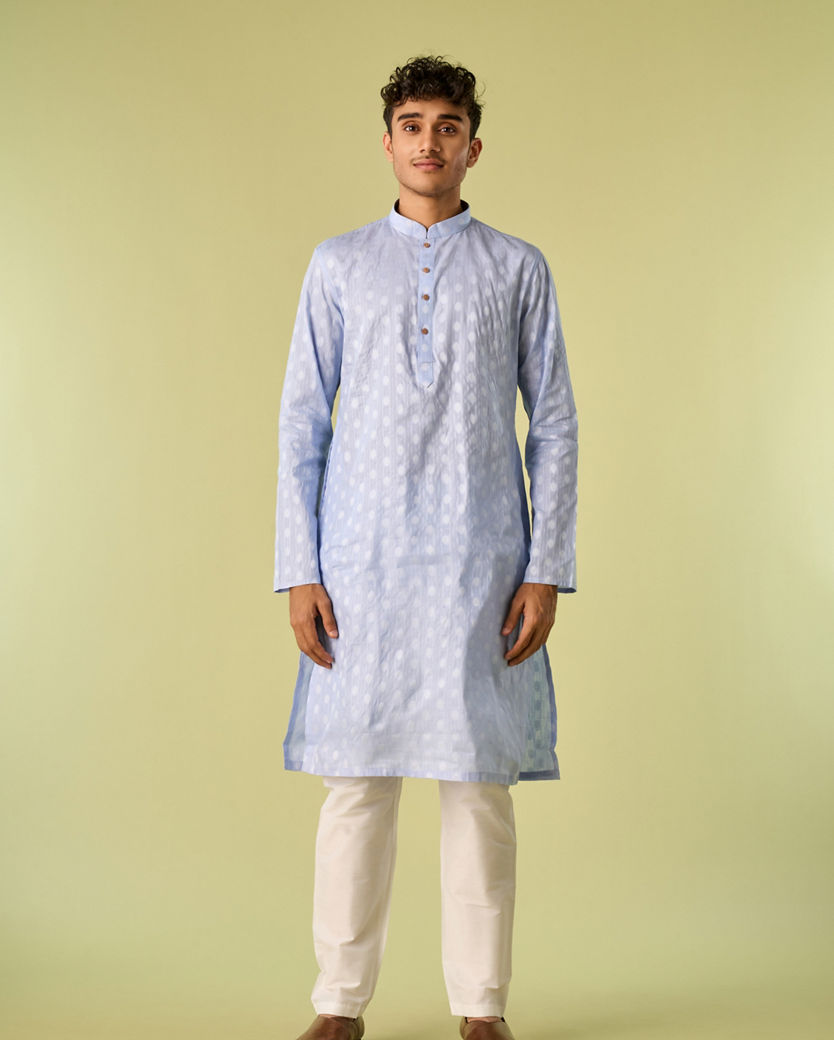 Diwas Men Light Blue Cotton Kurta